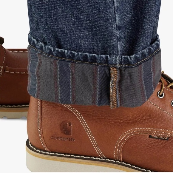 Carhartt Mens Relaxed Fit Straight Flannel-Lined Mid Rise 5-Pocket Jeans 38 x 30 - Picture 3 of 14